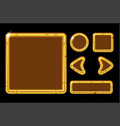 Game ui kit template wooden menu Royalty Free Vector Image