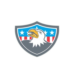 American bald eagle head angry flag crest cartoon Vector Image