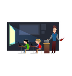 lesson in classroom at school or college teacher vector image