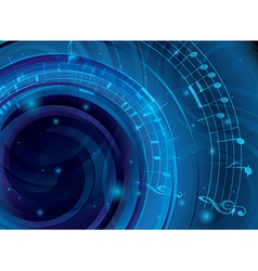 Blue abstract background with music notes Vector Image