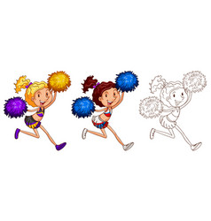 Doodle character for cute cheerleader Royalty Free Vector