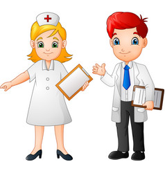 Cartoon smiling doctor and nurse Royalty Free Vector Image