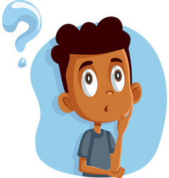 Cartoon teen boy having questions about puberty Vector Image