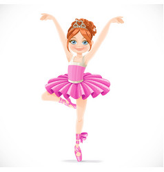 Beautiful little ballerina girl in white dress Vector Image