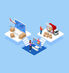Isometric global logistics network air cargo Vector Image