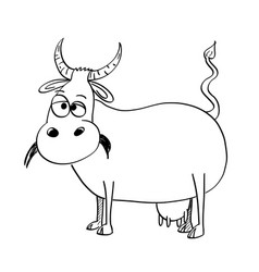 Funny cow cartoon peeking out Royalty Free Vector Image