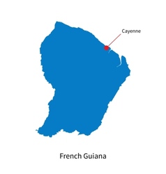 Detailed map french guiana and capital city Vector Image