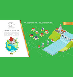 Isometric energy round concept Royalty Free Vector Image