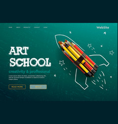 Web page design template for art school studio Vector Image