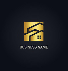 Home roof realty gold logo Royalty Free Vector Image