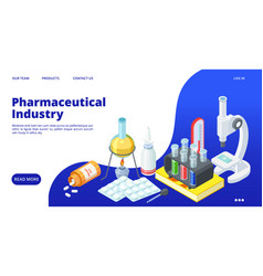 Isometric pharmaceutical production infographics Vector Image