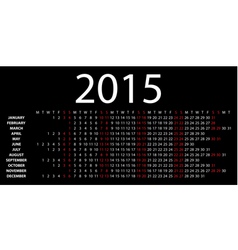 horizontal calendar 2015