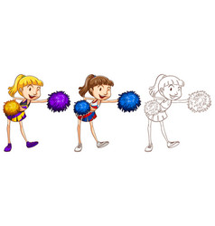 Doodle character for cute cheerleader Royalty Free Vector