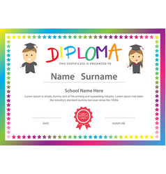 Preschool kids elementary school diploma Vector Image