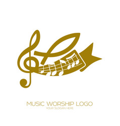 Jesus fish musical note treble clef and wing Vector Image