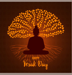 Vesak day buddha sit under bodhi tree Royalty Free Vector