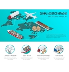 Global logistics network flat isometric Royalty Free Vector