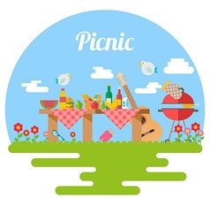 Flat Design Picnic BBQ elements Royalty Free Vector Image