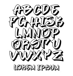 Graffiti font 3d - hand written - alphabet Vector Image