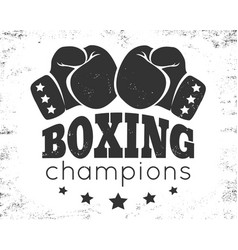 Retro emblem for boxing with gloves Royalty Free Vector