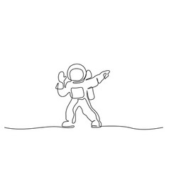 Astronaut logo one continuous line drawing Vector Image