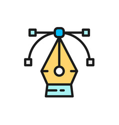 Ink pen anchor point with handles or bezier curve Vector Image