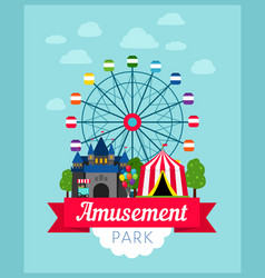 Amusement park circus clown flat Royalty Free Vector Image