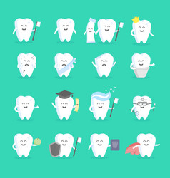 Teeth pattern tooth dental cartoon kids Royalty Free Vector