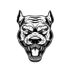 Head angry pitbull in vintage monochrome style Vector Image