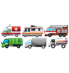Different types construction trucks Royalty Free Vector