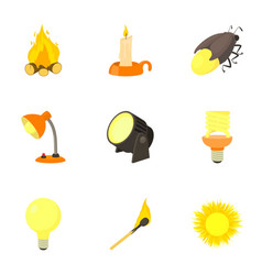 Light source icons set cartoon style Royalty Free Vector