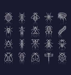 Danger insect charcoal draw line icons set Vector Image