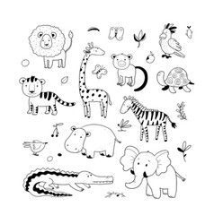 African animals cartoon set Royalty Free Vector Image