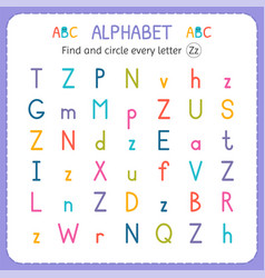 Find and circle every letter x worksheet Vector Image