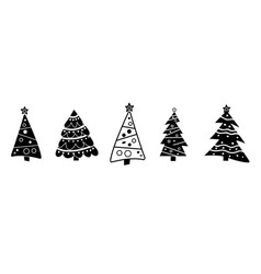 Black and white christmas icons set Royalty Free Vector