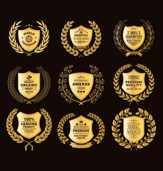 Luxury Golden Badges Laurel Wreath Collection Vector Image