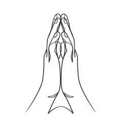 Continuous line drawing of praying hand praying Vector Image