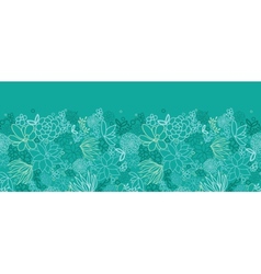 Green succulent plants horizontal seamless pattern
