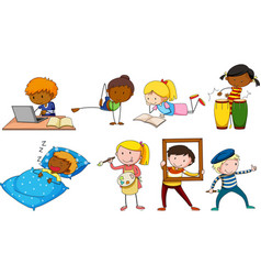 Set of boys and girls doing different activities vector image