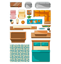 Furniture top view planning decoration schemes Vector Image