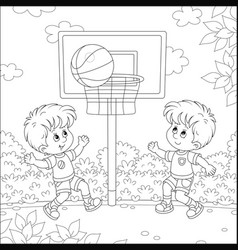 Kids Playing in Park Cartoon Black and White Vector Images (over 180)