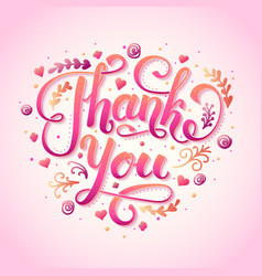 Pink Thank you hand-drawn sign Royalty Free Vector Image