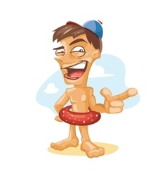Funny cartoon businessman presenting or showing Vector Image