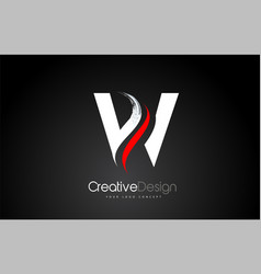 Red and black w letter design brush paint stroke Vector Image