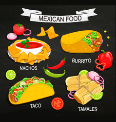 Mexican food icons Royalty Free Vector Image - VectorStock