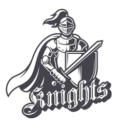 Monochrome brave knight label Royalty Free Vector Image