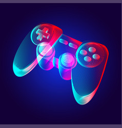 Retro neon color game controller Royalty Free Vector Image