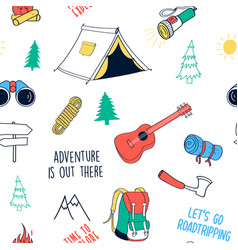 Hand drawing camping elements Royalty Free Vector Image