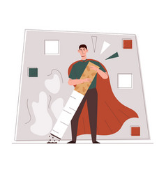 Man trying to stop smoking concept Royalty Free Vector Image