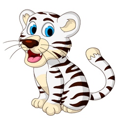 Cute bawhite tiger posing with blank sign Vector Image